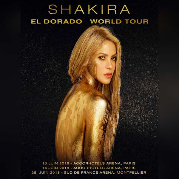 SHAKIRA : nouvelles dates en 2018 pour les concerts annulés à Paris et Montpellier
